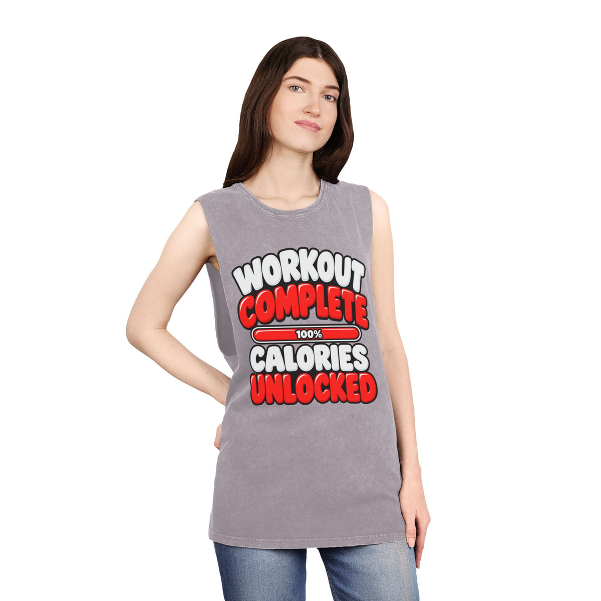 Workout Complete — Calories Unlocked – Stonewash Tank