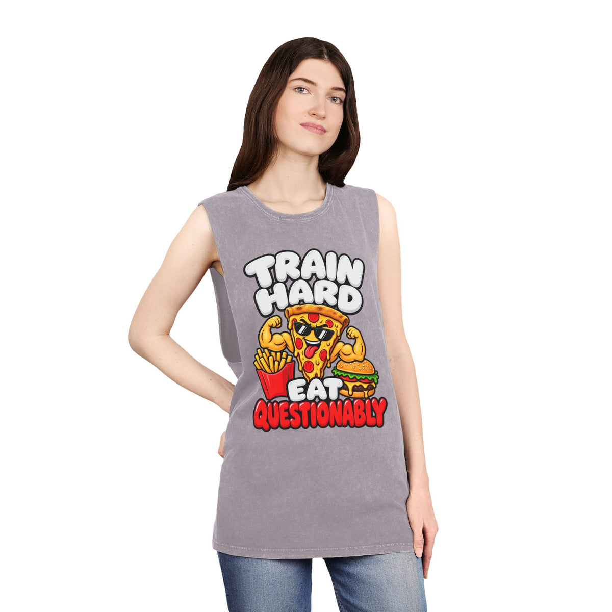 Train Hard Eat Questionably – Stonewash Tank