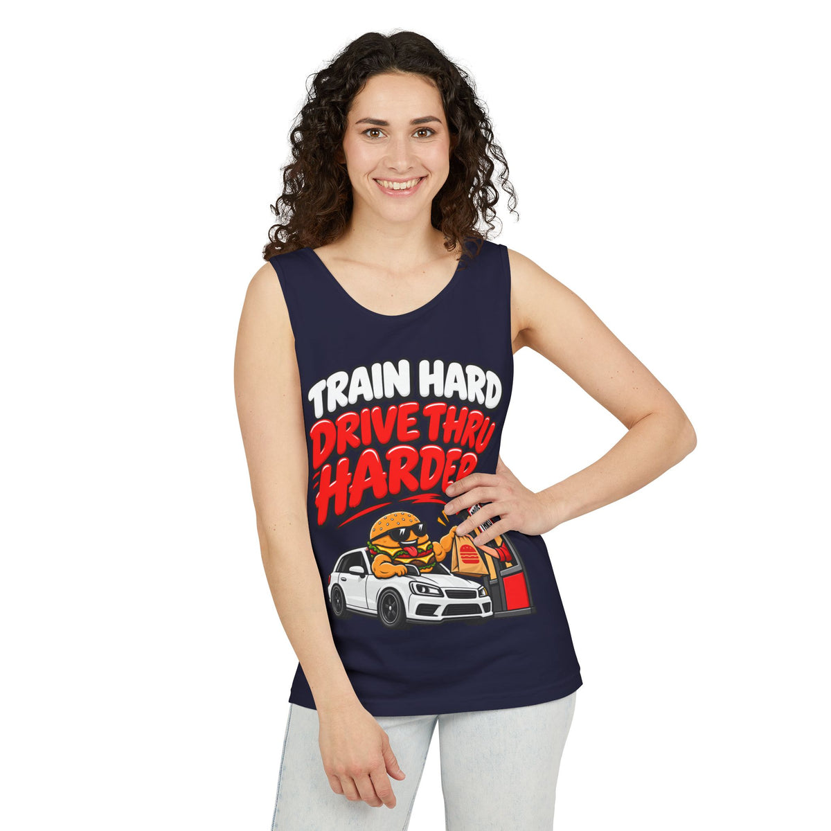 Train Hard Drive Thru Harder – Comfort Colors Garment-Dyed Tank