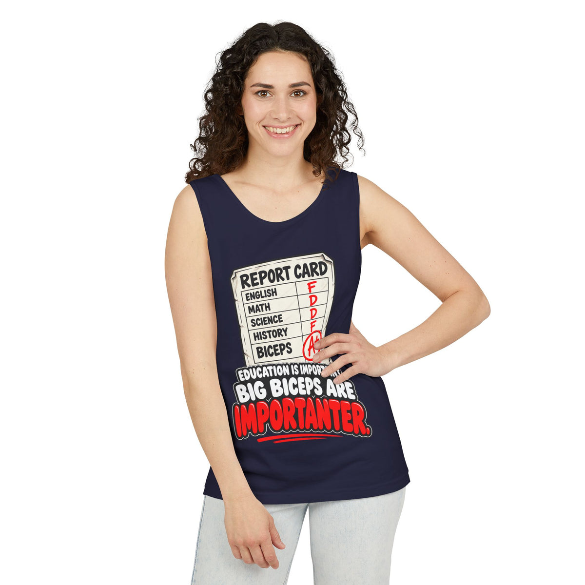 Education Is Important / Big Biceps Are Importanter – Comfort Colors Garment-Dyed Tank