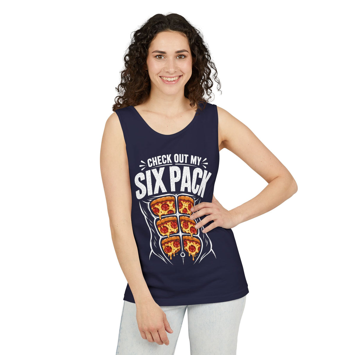Check Out My Six Pack – Pizza – Comfort Colors Garment-Dyed Tank
