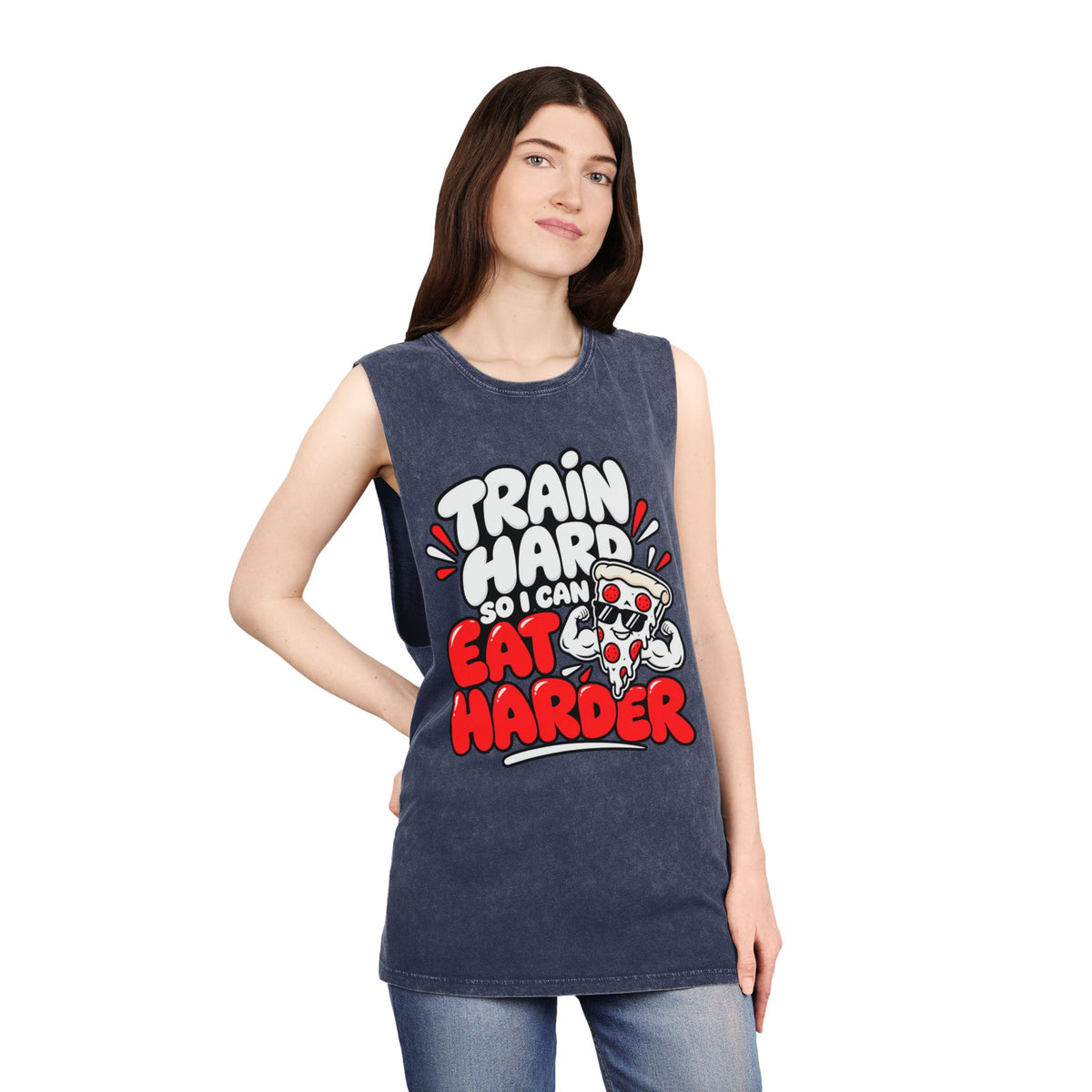 I Train Hard So I Can Eat Harder – Stonewash Tank