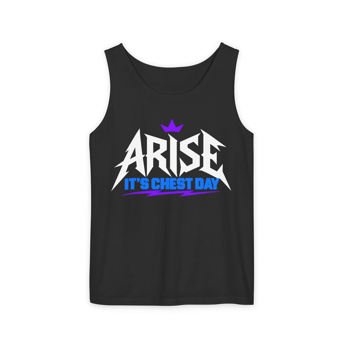 Arise, It’s Chest Day – Minimal Crown – Comfort Colors Garment-Dyed Tank