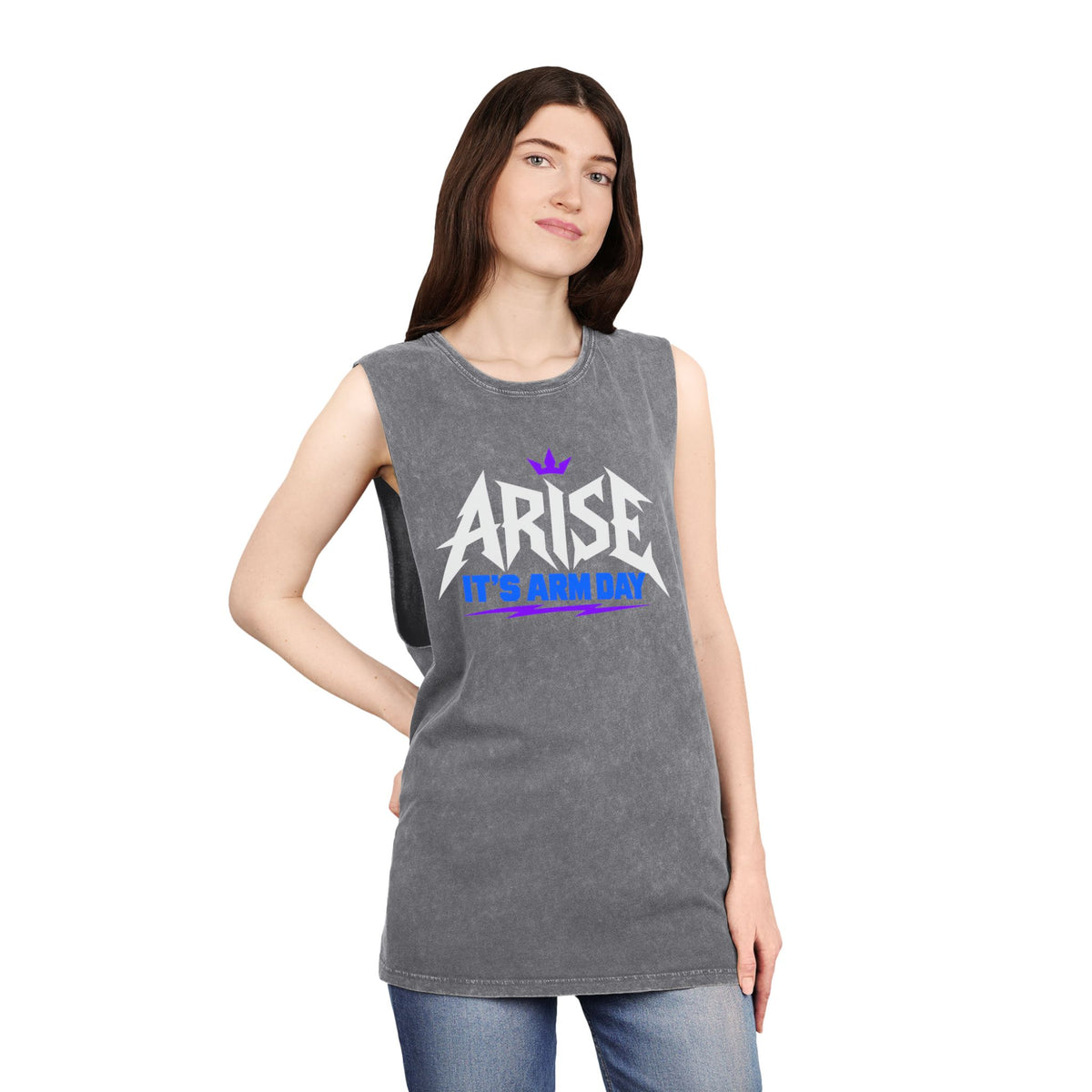 Arise, It’s Arm Day — Minimal Crown – Stonewash Tank