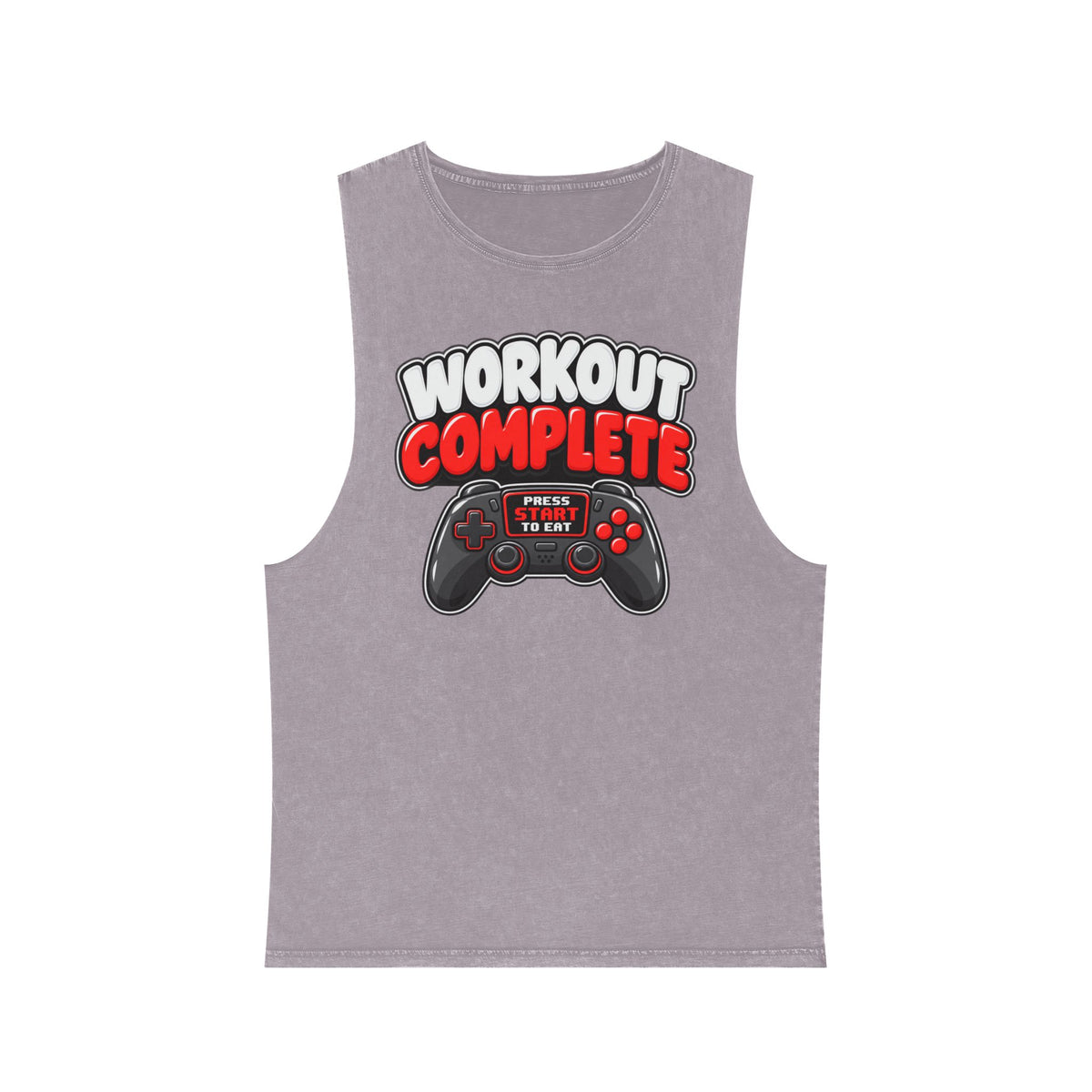 Workout Complete — Press Start to Eat – Stonewash Tank