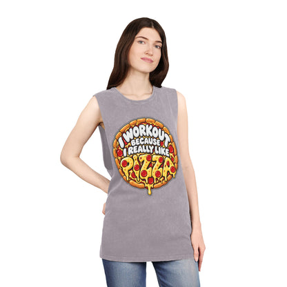 I Workout Because I Really Like Pizza – Stonewash Tank