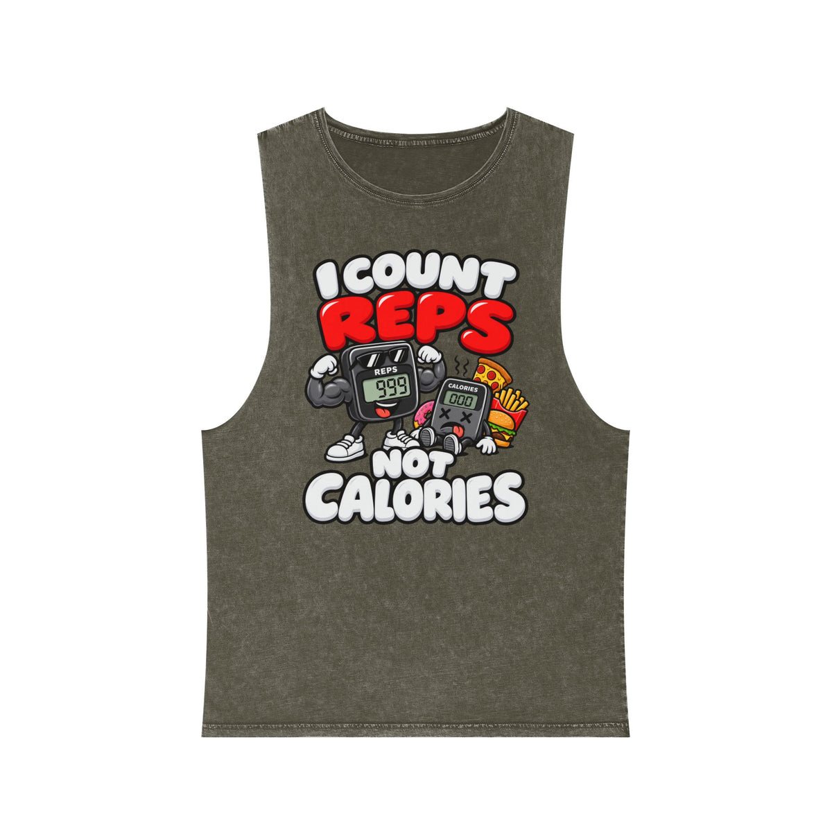 I Count Reps Not Calories – Stonewash Tank