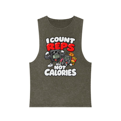 I Count Reps Not Calories – Stonewash Tank