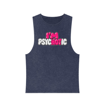 I’m Psychotic – Pink & White – Stonewash Tank