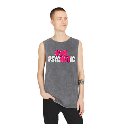 I’m Psychotic – Pink & White – Stonewash Tank