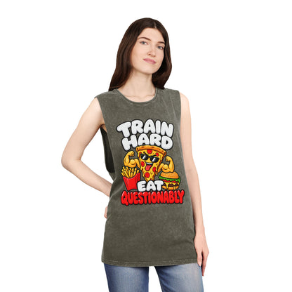 Train Hard Eat Questionably – Stonewash Tank