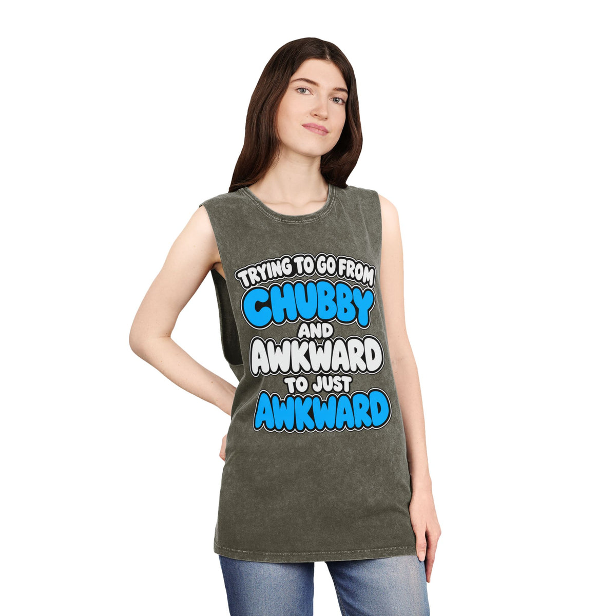 Trying to Go from Chubby and Awkward to Just Awkward – Stonewash Tank
