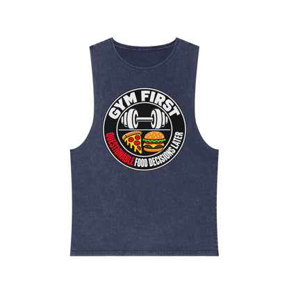 Gym First / Questionable Food Decisions Later – Stonewash Tank