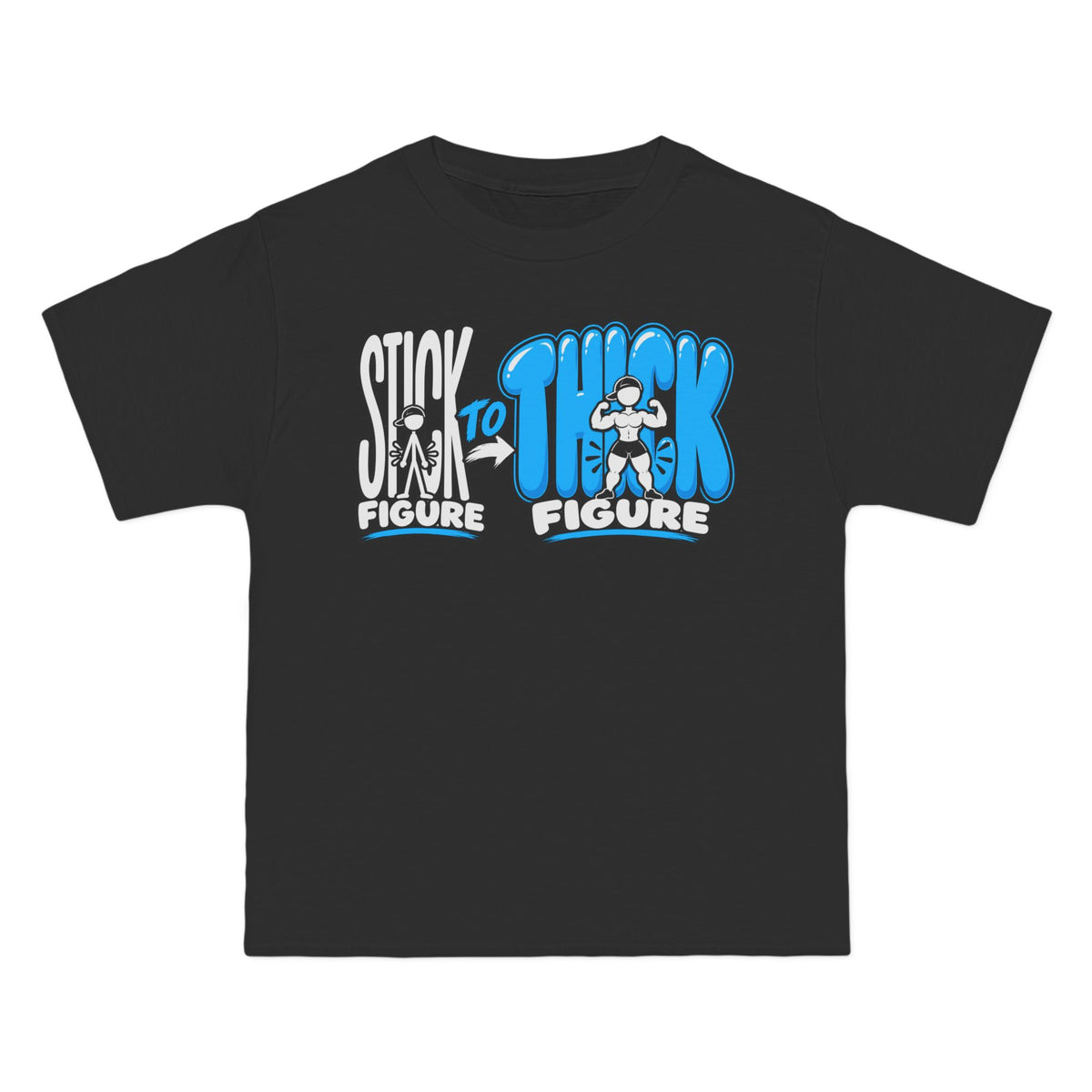 Stick Figure to Thick Figure (Blue) – Hanes Beefy-T Shirt