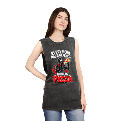 Every Hero Has a Weakness: Pizza – Stonewash Tank