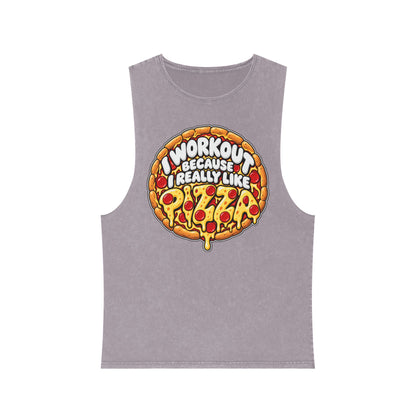 I Workout Because I Really Like Pizza – Stonewash Tank