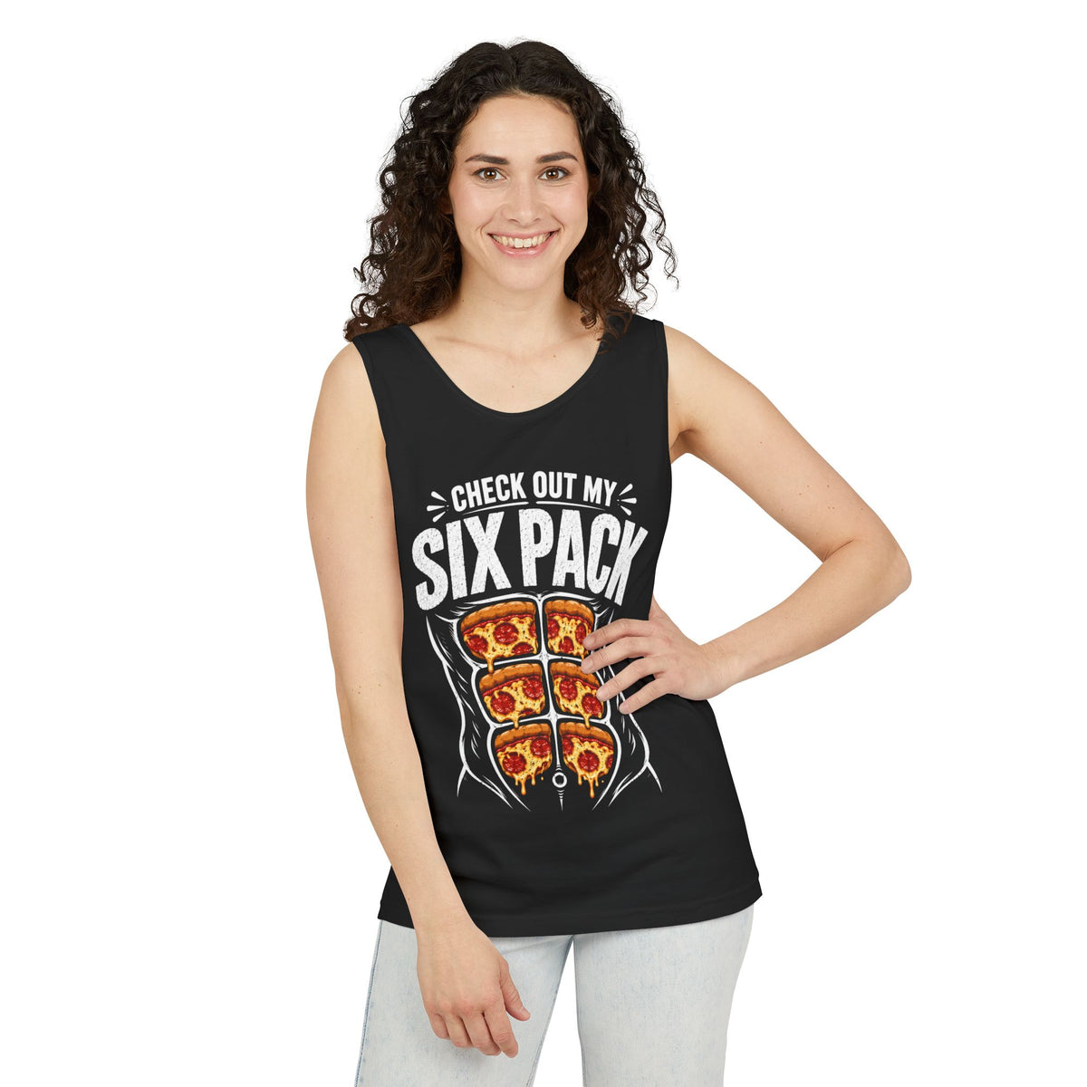 Check Out My Six Pack – Pizza – Comfort Colors Garment-Dyed Tank