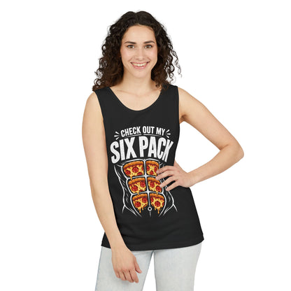 Check Out My Six Pack – Pizza – Comfort Colors Garment-Dyed Tank