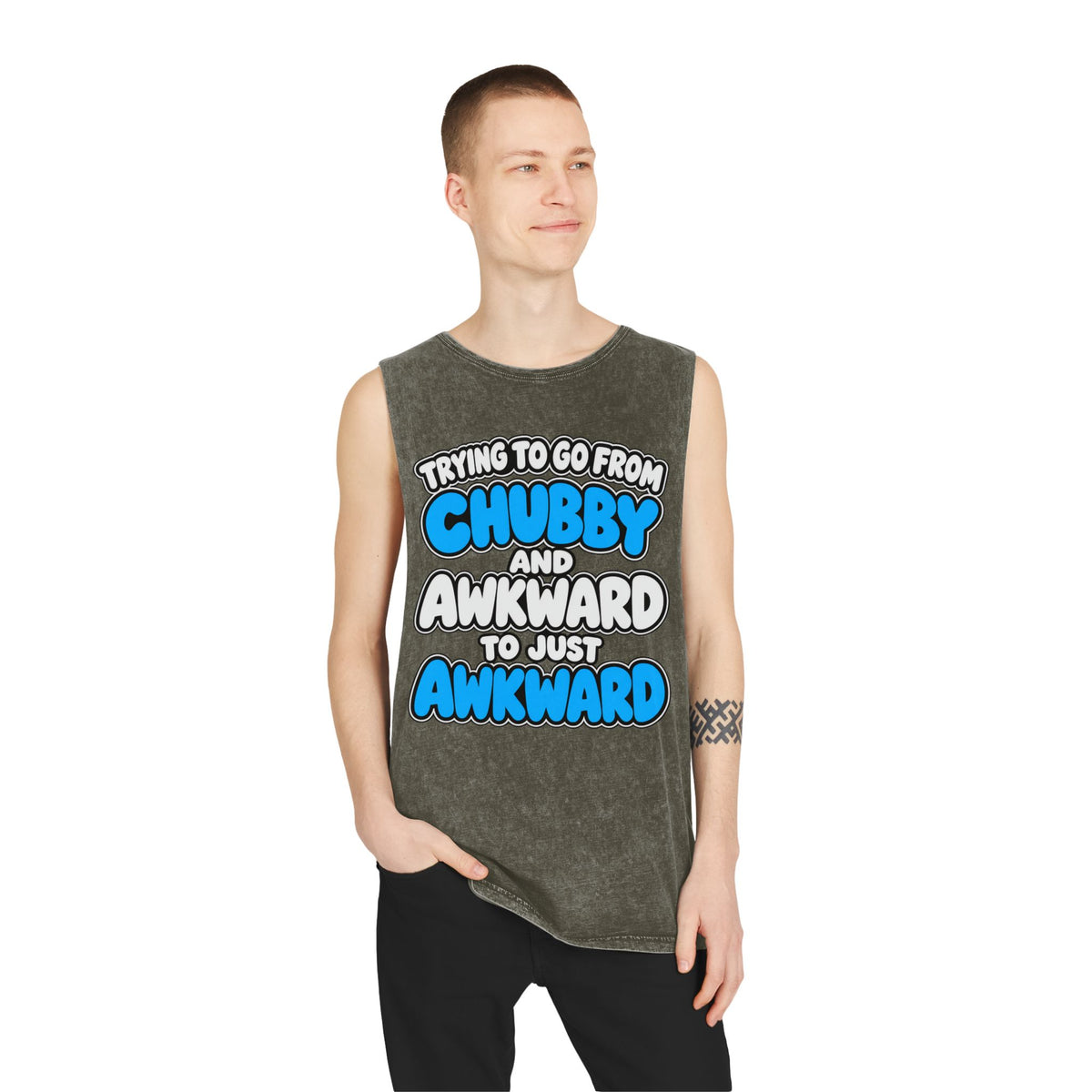 Trying to Go from Chubby and Awkward to Just Awkward – Stonewash Tank