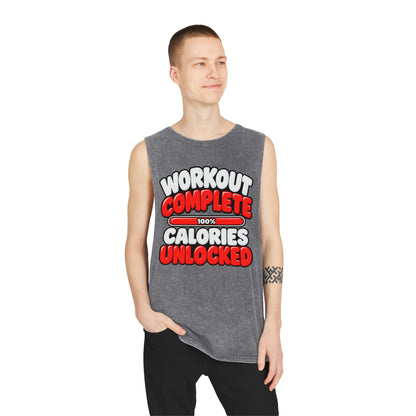 Workout Complete — Calories Unlocked – Stonewash Tank