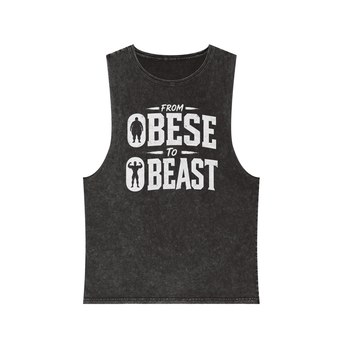 From Obese to Beast Stonewash Tank Top — Motivational Gym Workout Shirt