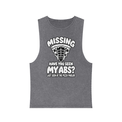Missing: Have You Seen My Abs? / Last Seen at the Pizza Parlor – Stonewash Tank
