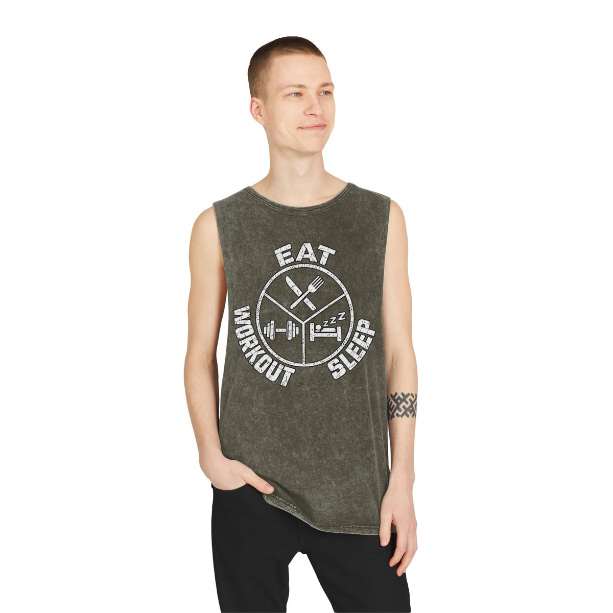 Eat Sleep Workout – Emblem – Stonewash Tank