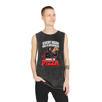 Every Hero Has a Weakness: Pizza – Stonewash Tank