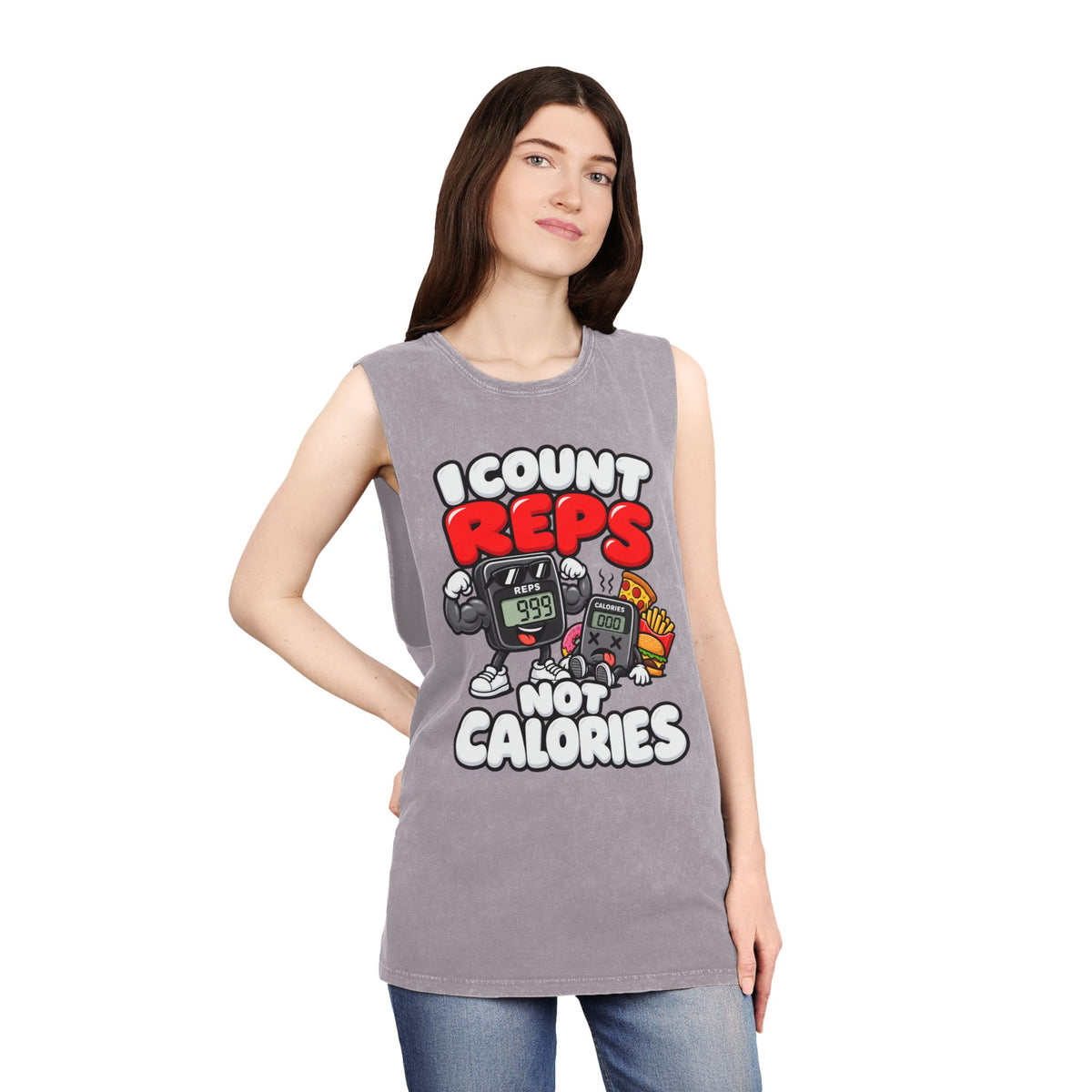 I Count Reps Not Calories – Stonewash Tank
