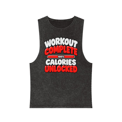 Workout Complete — Calories Unlocked – Stonewash Tank