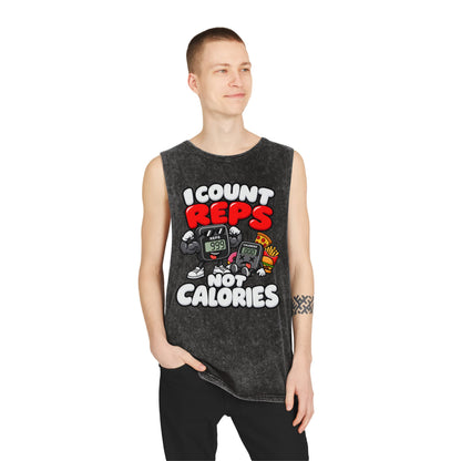 I Count Reps Not Calories – Stonewash Tank