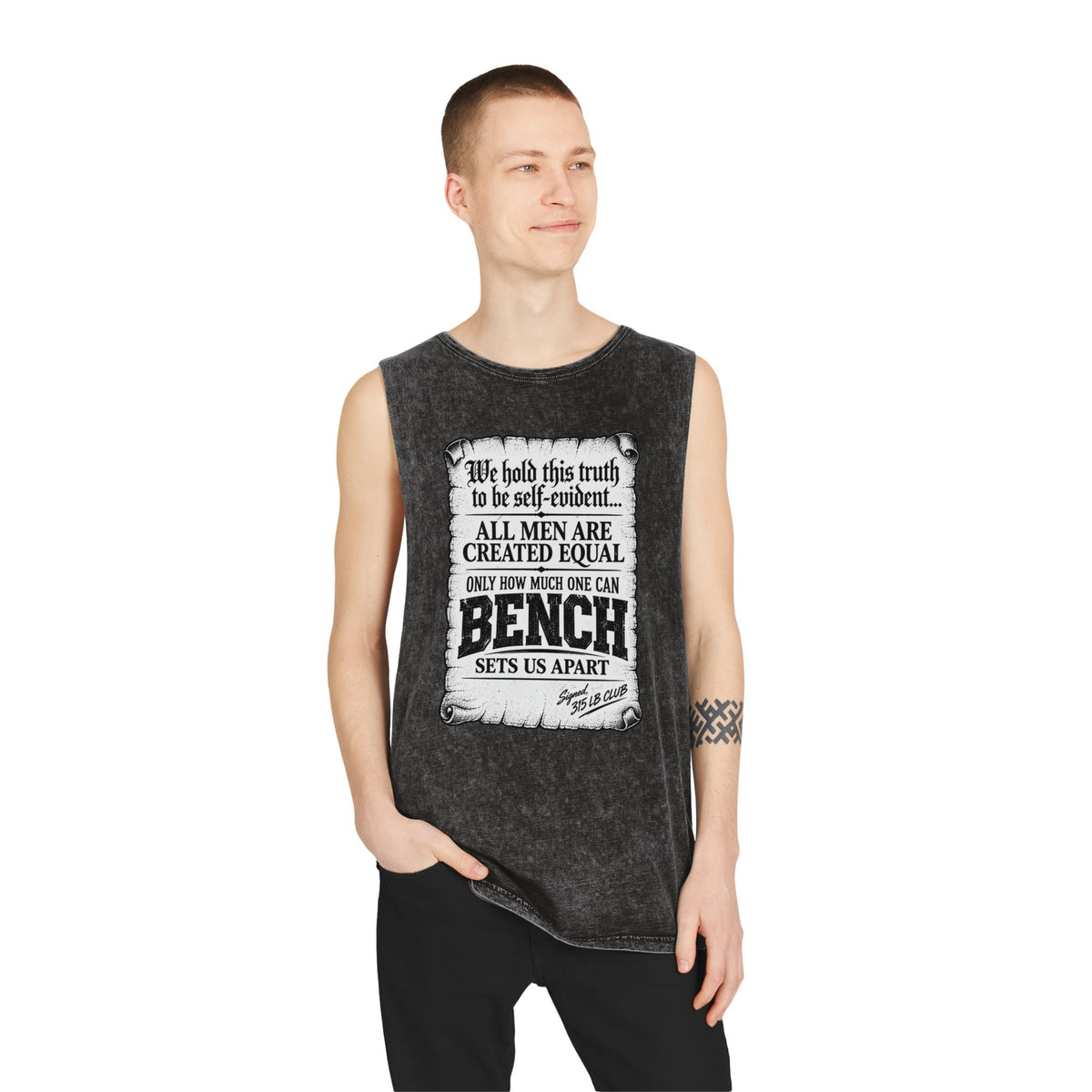 All Men Are Created Equal – Scroll Design – Stonewash Tank