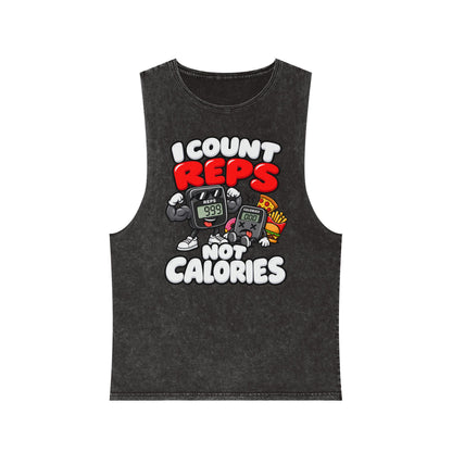 I Count Reps Not Calories – Stonewash Tank