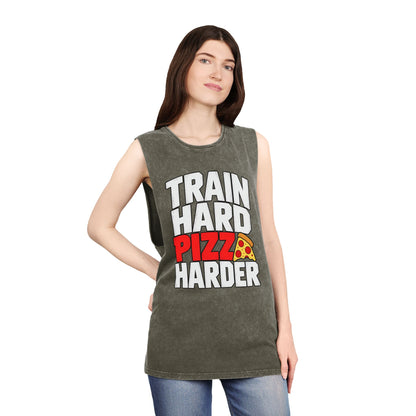 Train Hard Pizza Harder – Stonewash Tank
