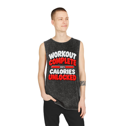 Workout Complete — Calories Unlocked – Stonewash Tank