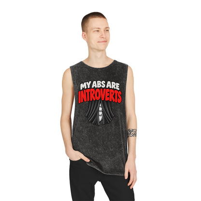 My Abs Are Introverts – Curtains – Stonewash Tank