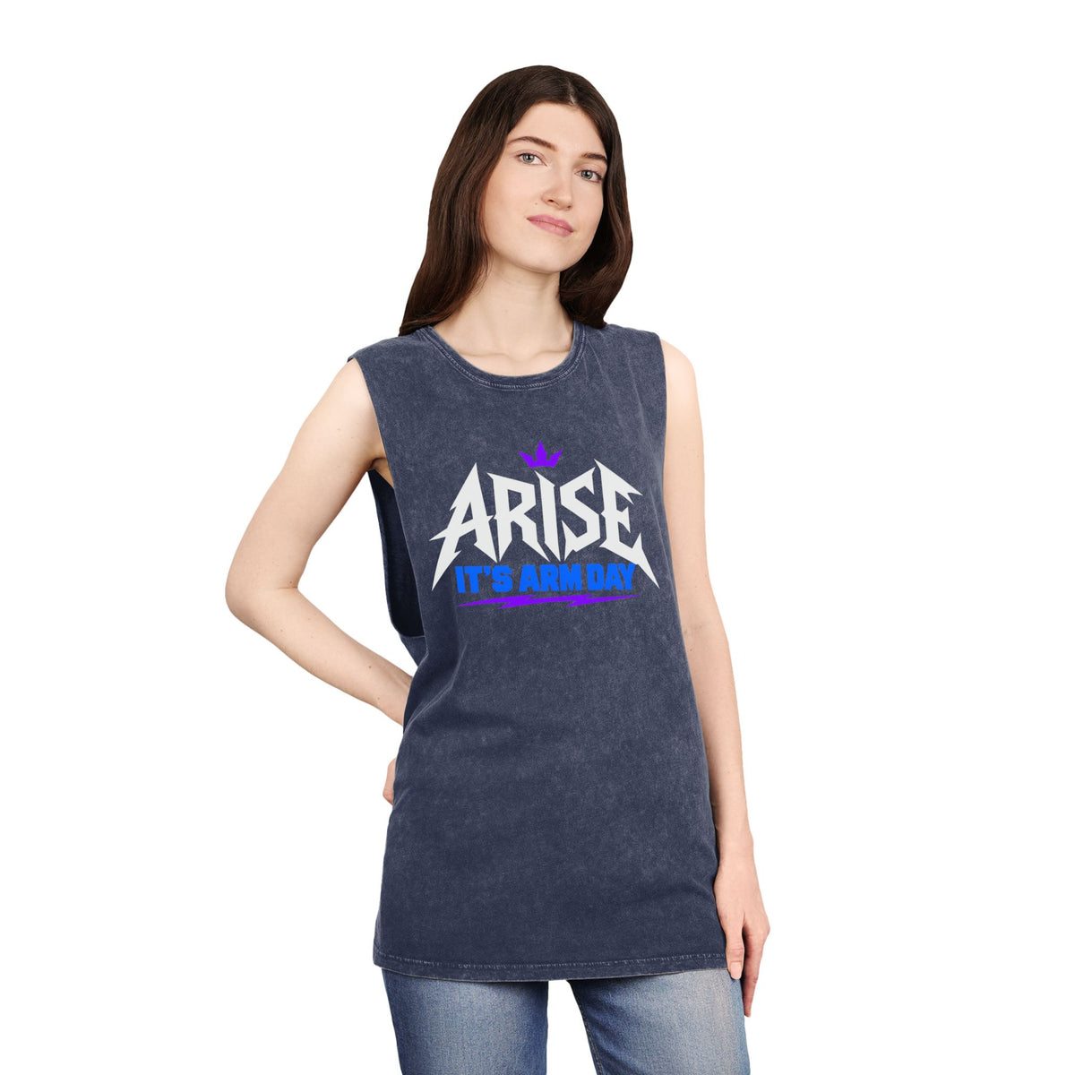 Arise, It’s Arm Day — Minimal Crown – Stonewash Tank