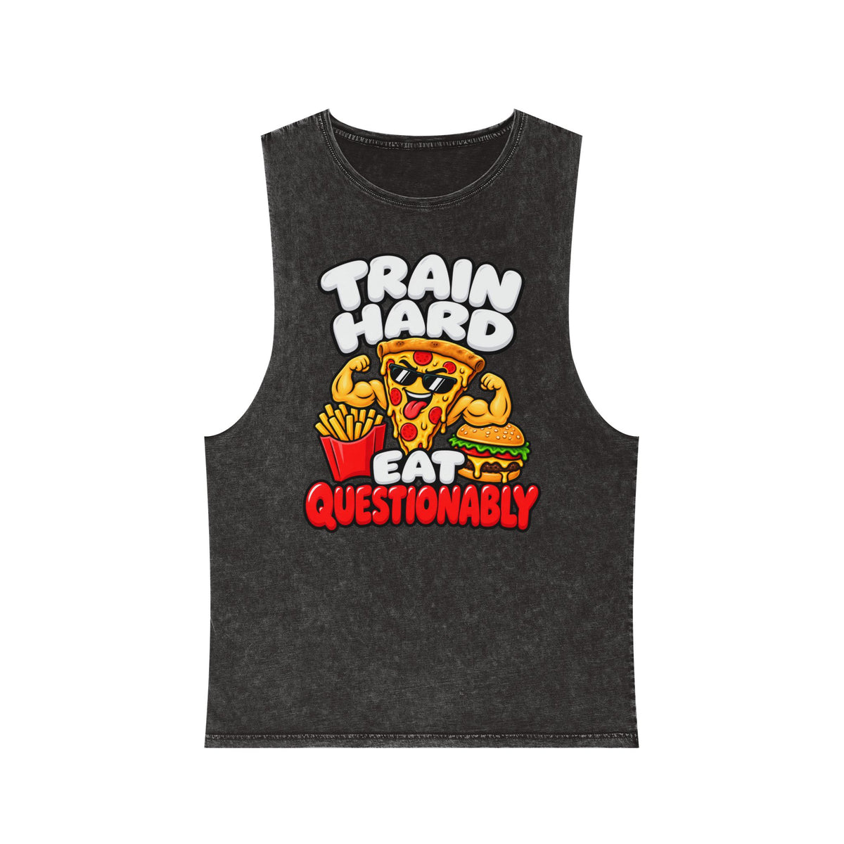 Train Hard Eat Questionably – Stonewash Tank