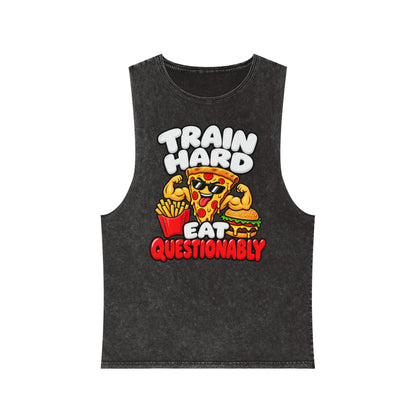 Train Hard Eat Questionably – Stonewash Tank