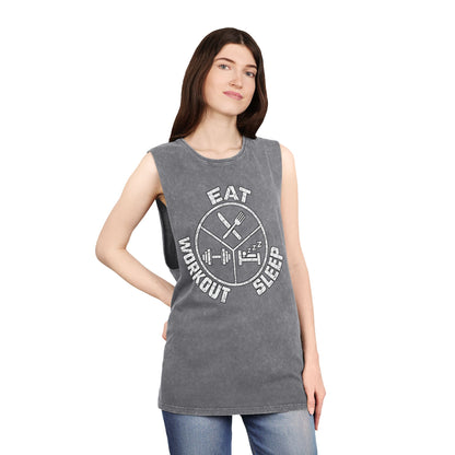 Eat Sleep Workout – Emblem – Stonewash Tank