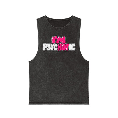 I’m Psychotic – Pink & White – Stonewash Tank