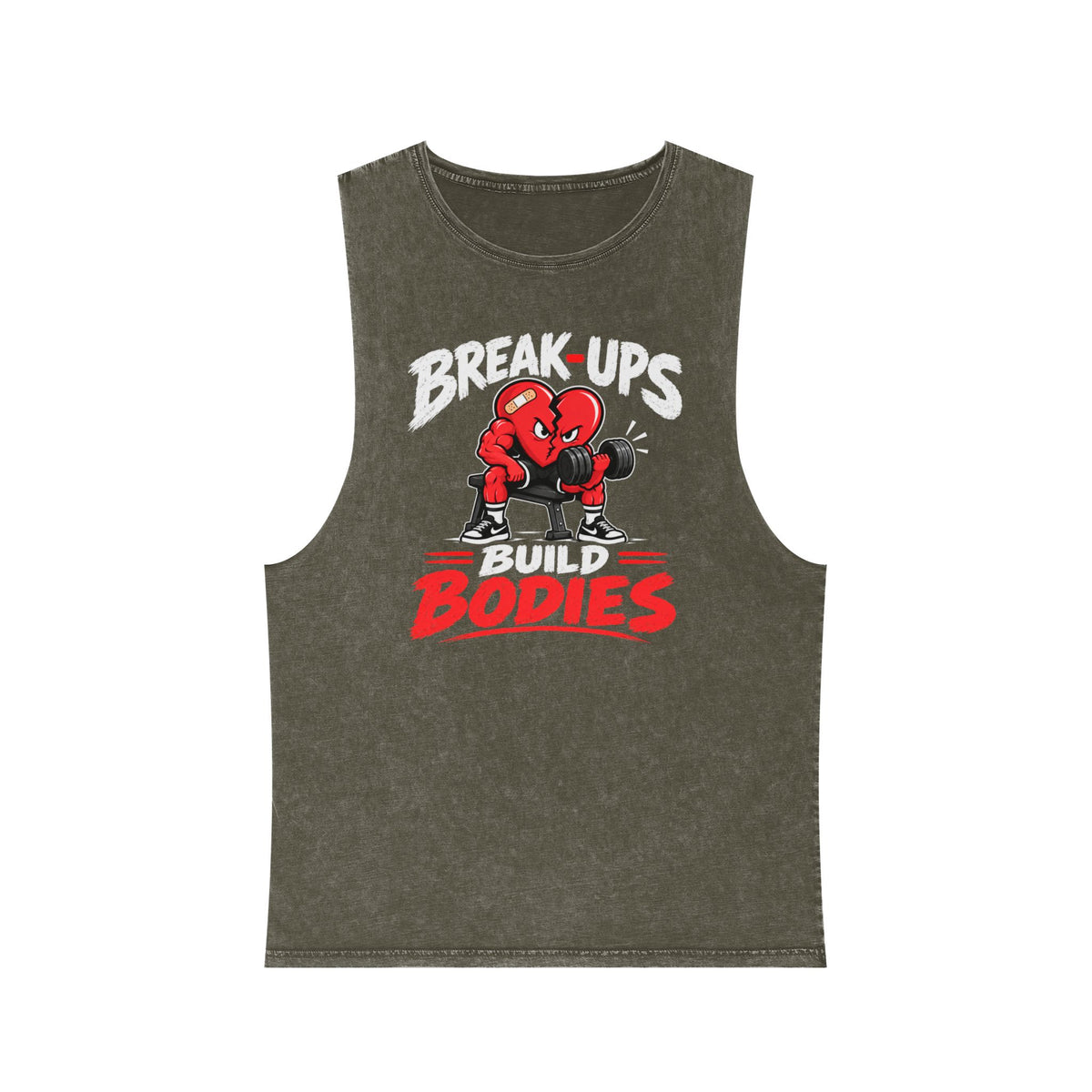 Break-Ups Build Bodies Stonewash Tank — Funny Gym Workout Muscle Tank