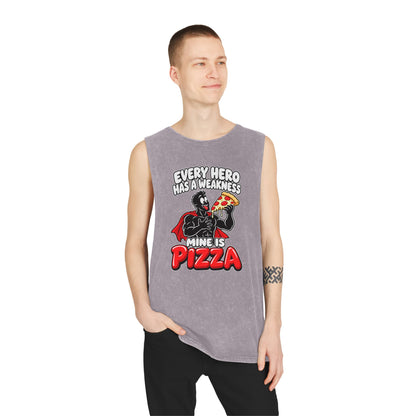 Every Hero Has a Weakness: Pizza – Stonewash Tank