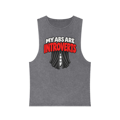 My Abs Are Introverts – Curtains – Stonewash Tank