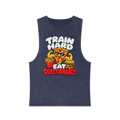 Train Hard Eat Questionably – Stonewash Tank