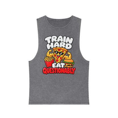 Train Hard Eat Questionably – Stonewash Tank
