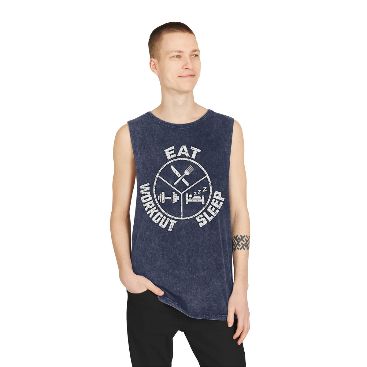 Eat Sleep Workout – Emblem – Stonewash Tank