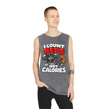 I Count Reps Not Calories – Stonewash Tank