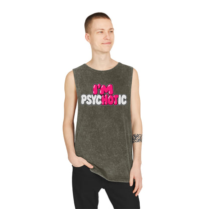 I’m Psychotic – Pink & White – Stonewash Tank