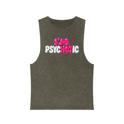 I’m Psychotic – Pink & White – Stonewash Tank